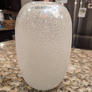 HAND BLOWN, FLOCKED VASE
